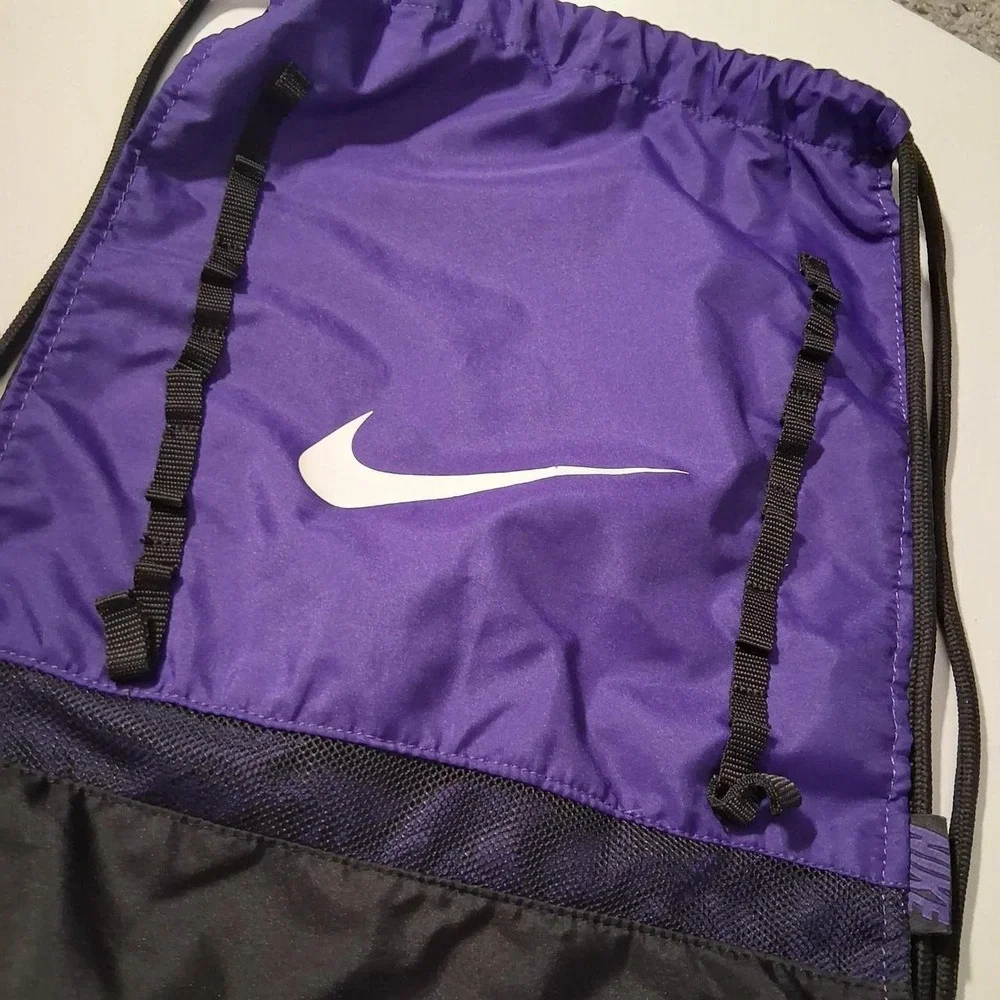 Nike purple & black drawstring backpack unisex outdoors hiking lightweight